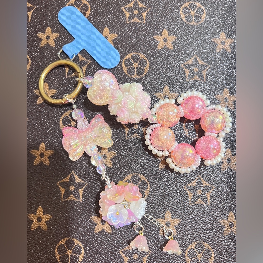 Pink and Gold Keychain Accessory